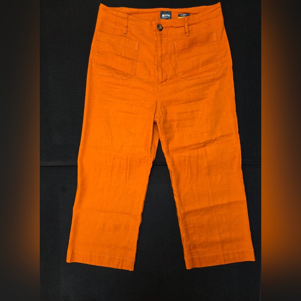 Anthropologie Pants 12 Womens Maeve The Colette Cropped Wide Leg Mid Rise Pants - Picture 3 of 9